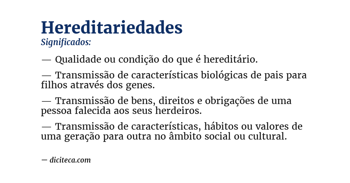 Significado de hereditariedades