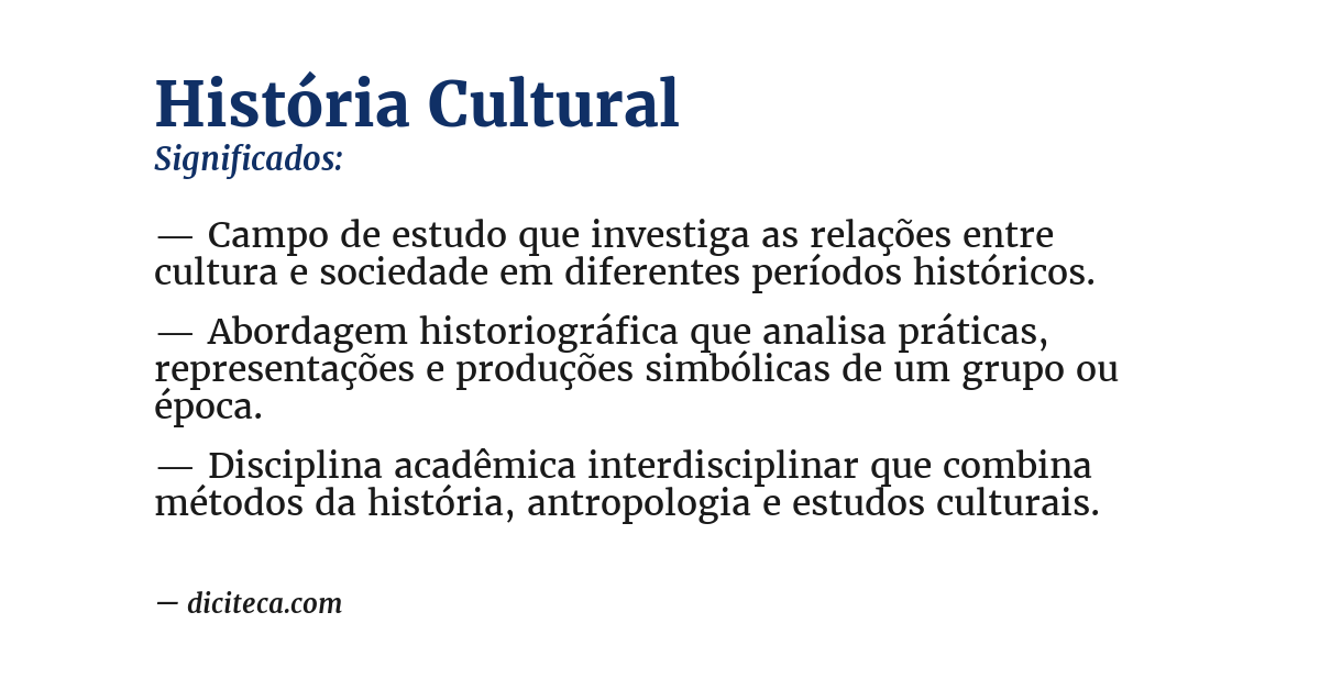 Significado de história cultural