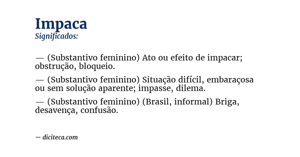 Significado de impaca