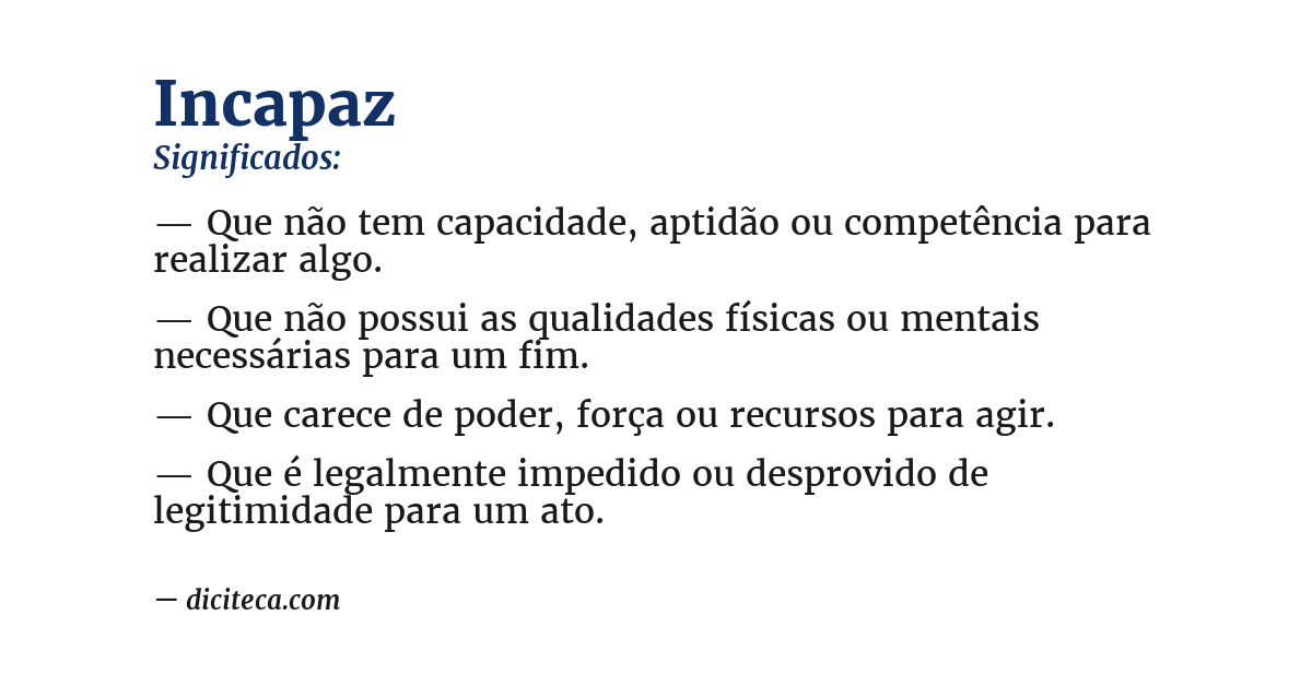 Significado de incapaz