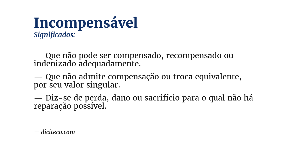 Significado de incompensável