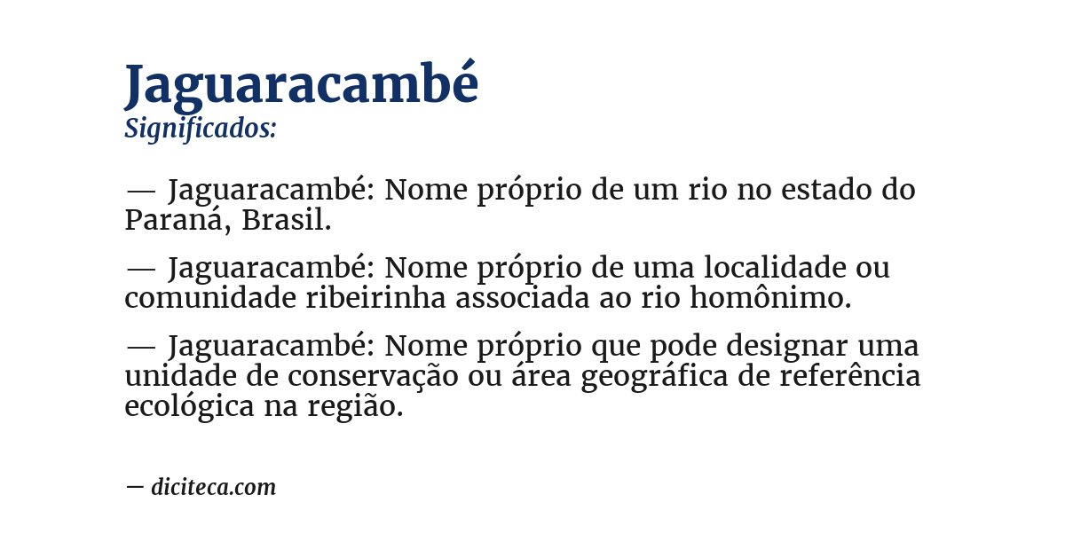 Significado de jaguaracambé