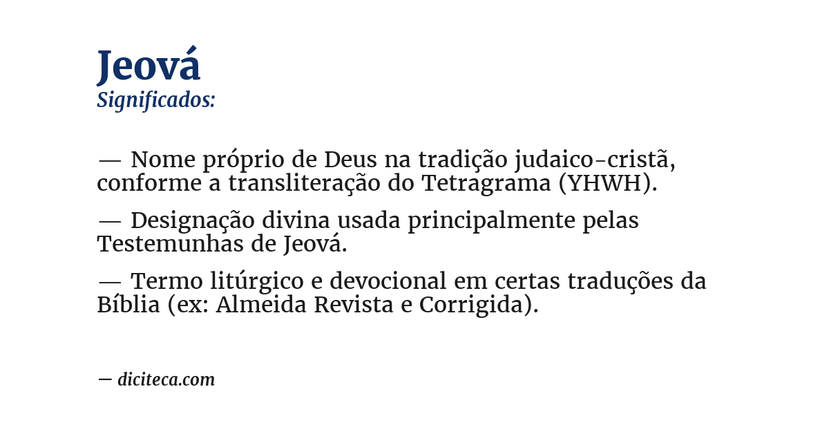Significado de jeová