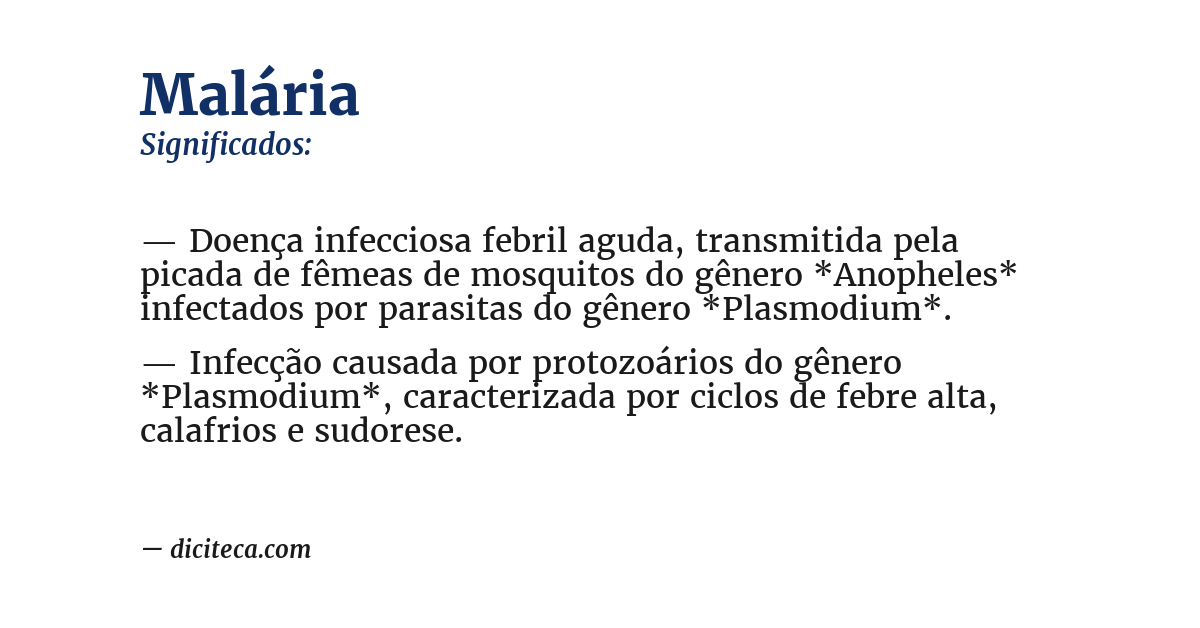 Significado de malária