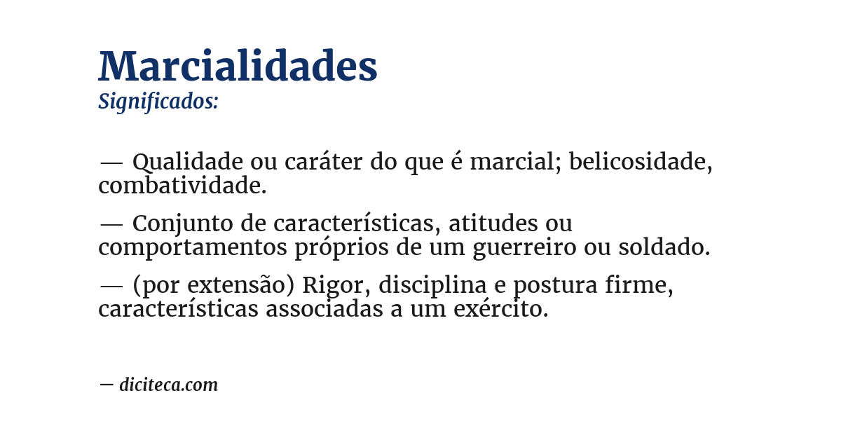 Significado de marcialidades