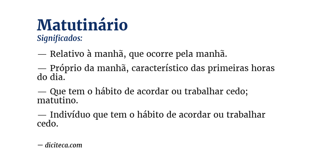 Significado de matutinário