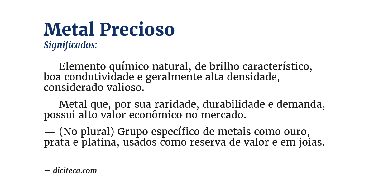 Significado de metal precioso