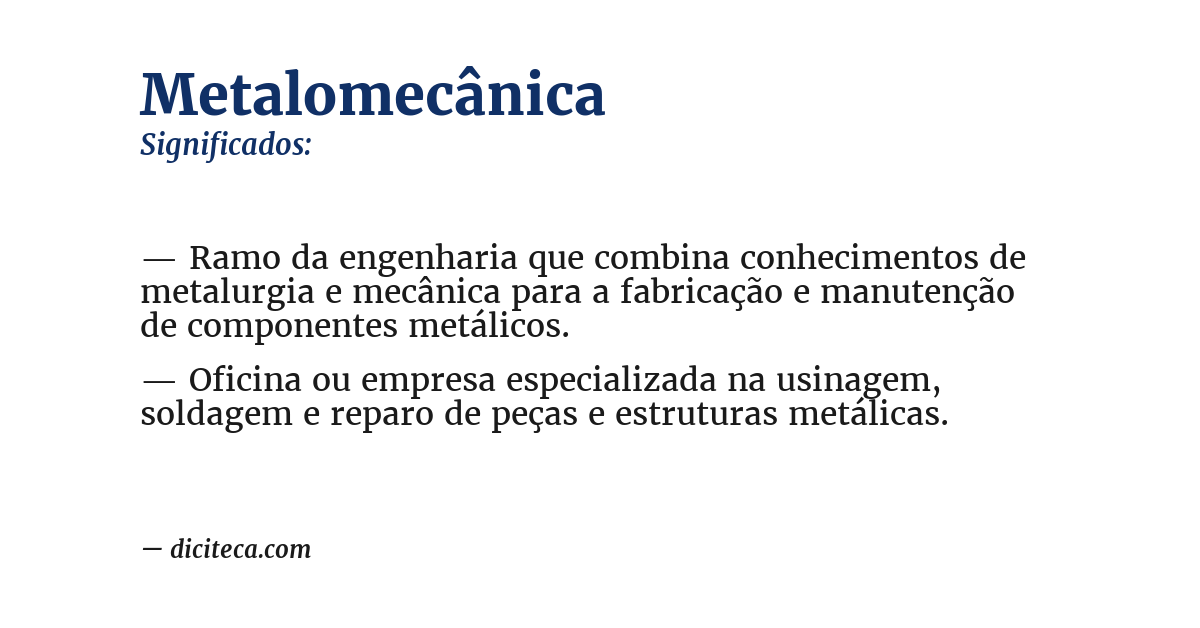 Significado de metalomecânica