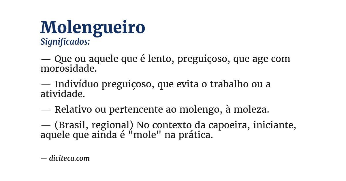 Significado de molengueiro