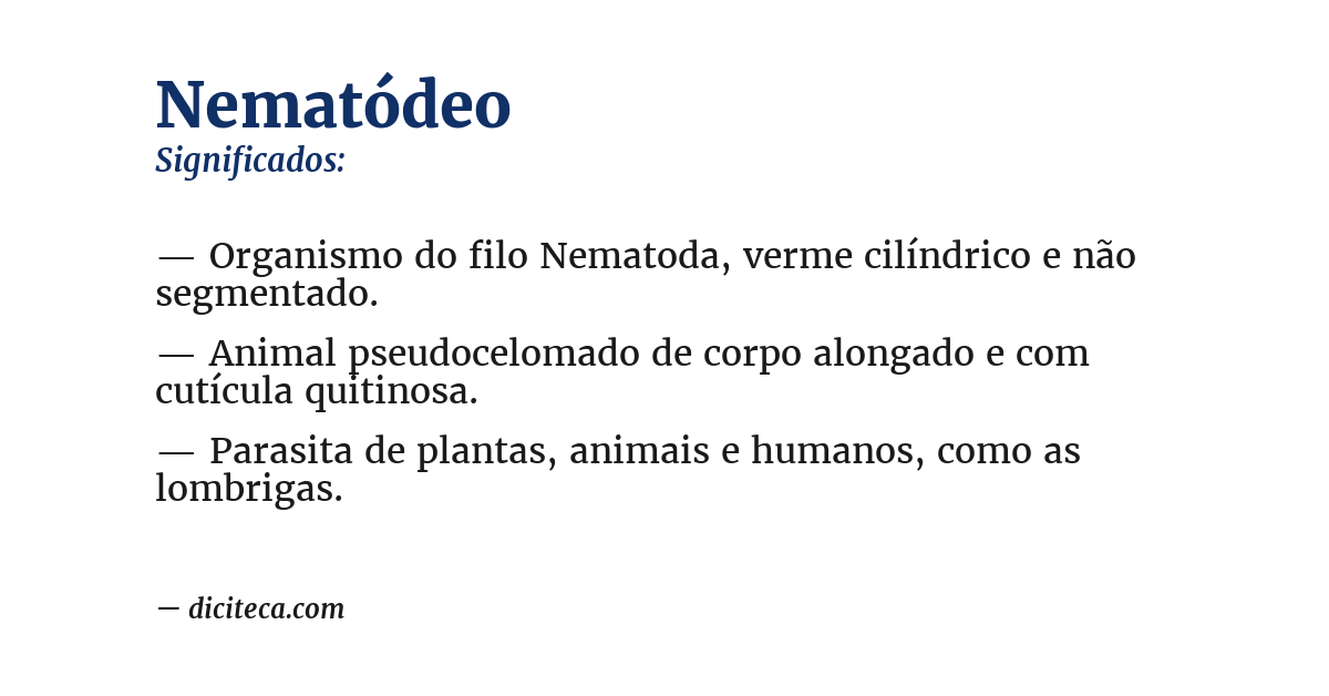 Significado de nematódeo
