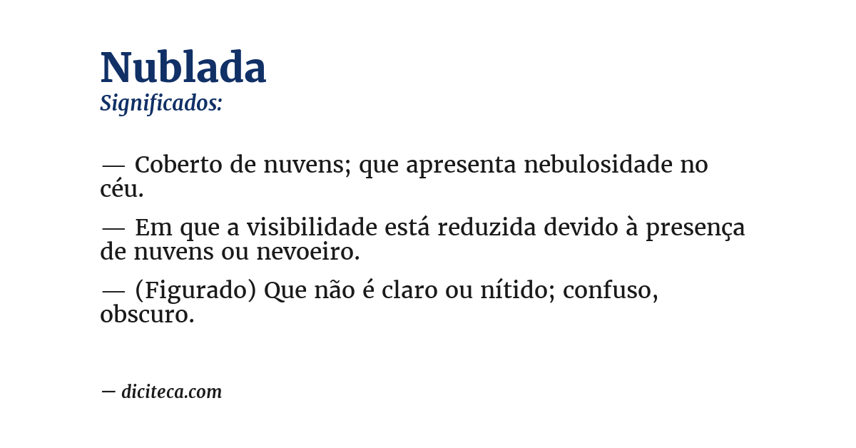 Significado de nublada