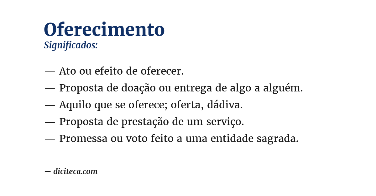 Significado de oferecimento