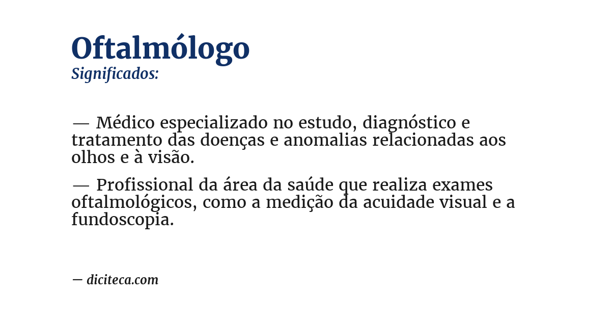 Significado de oftalmólogo