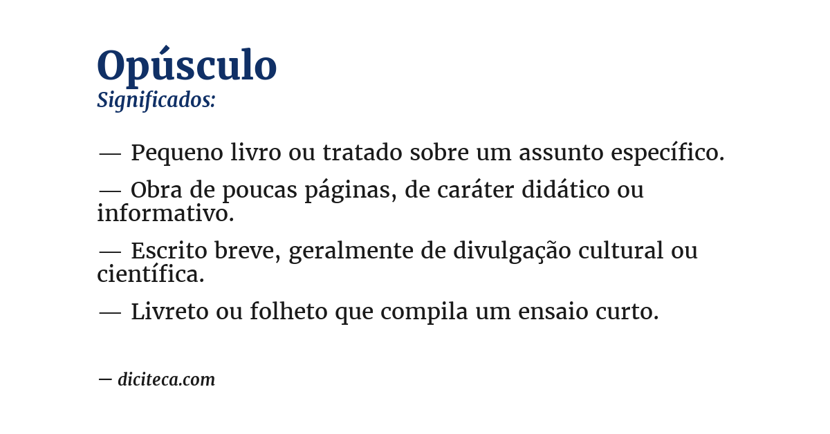 Significado de opúsculo