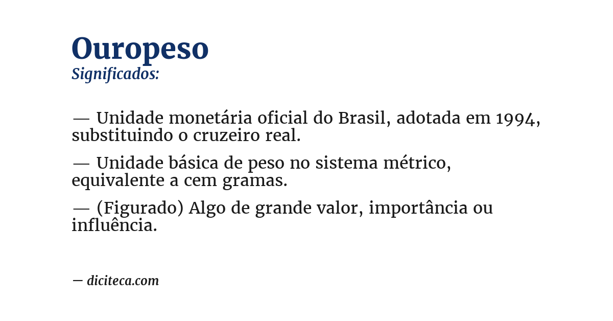 Significado de ouropeso