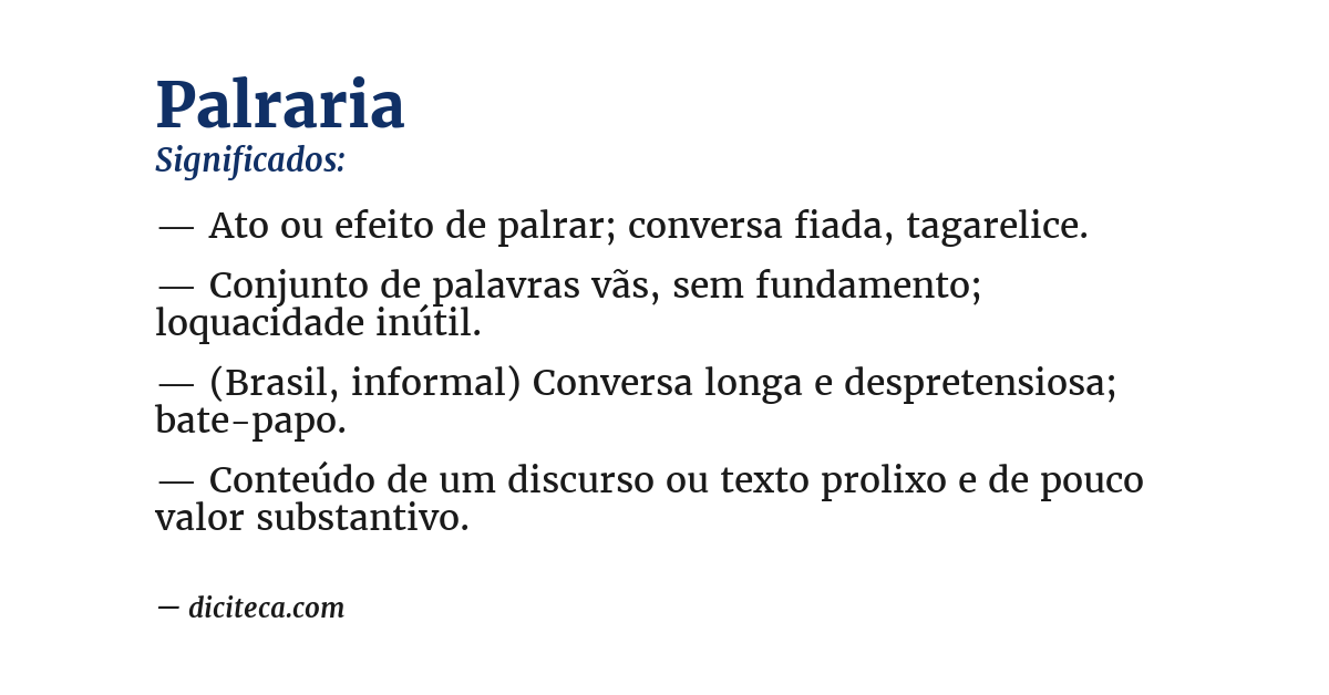 Significado de palraria