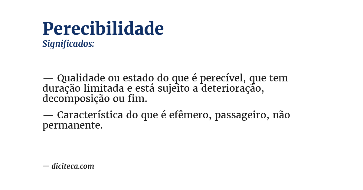 Significado de perecibilidade