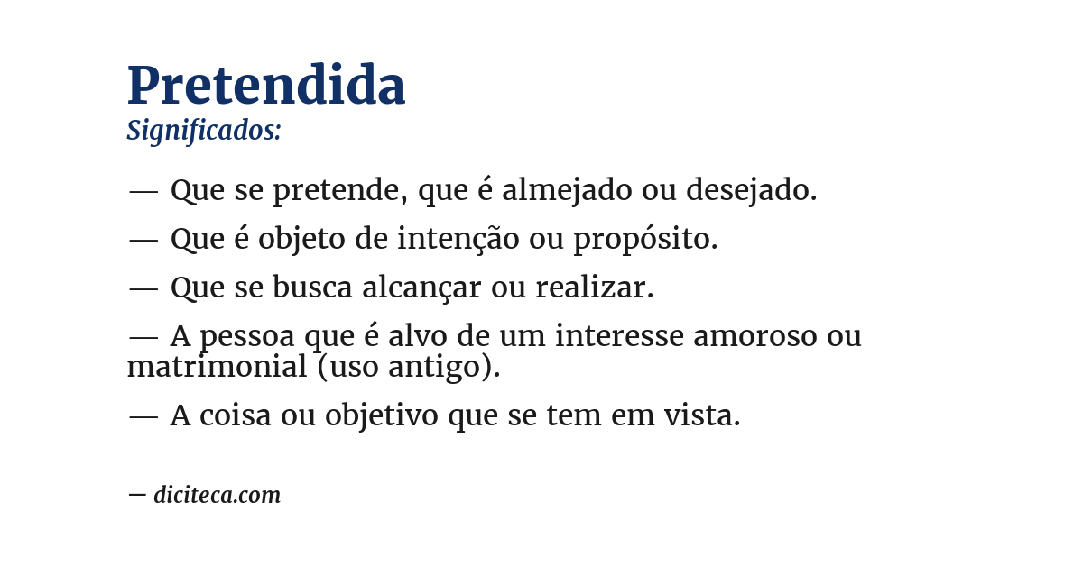 Significado de pretendida