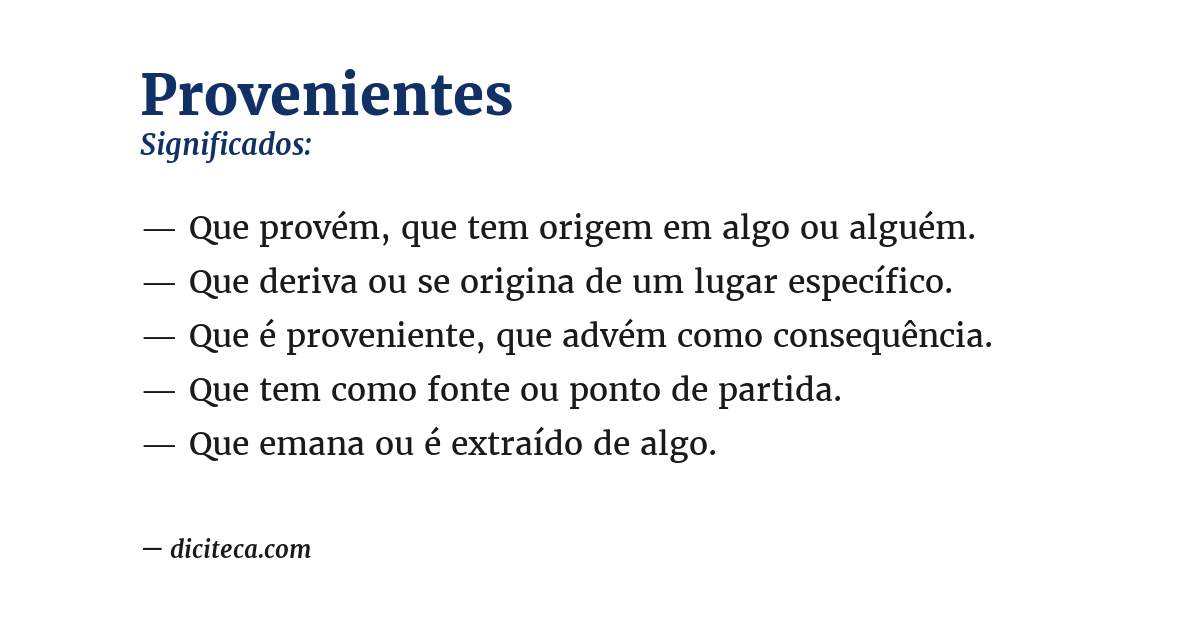 Significado de provenientes
