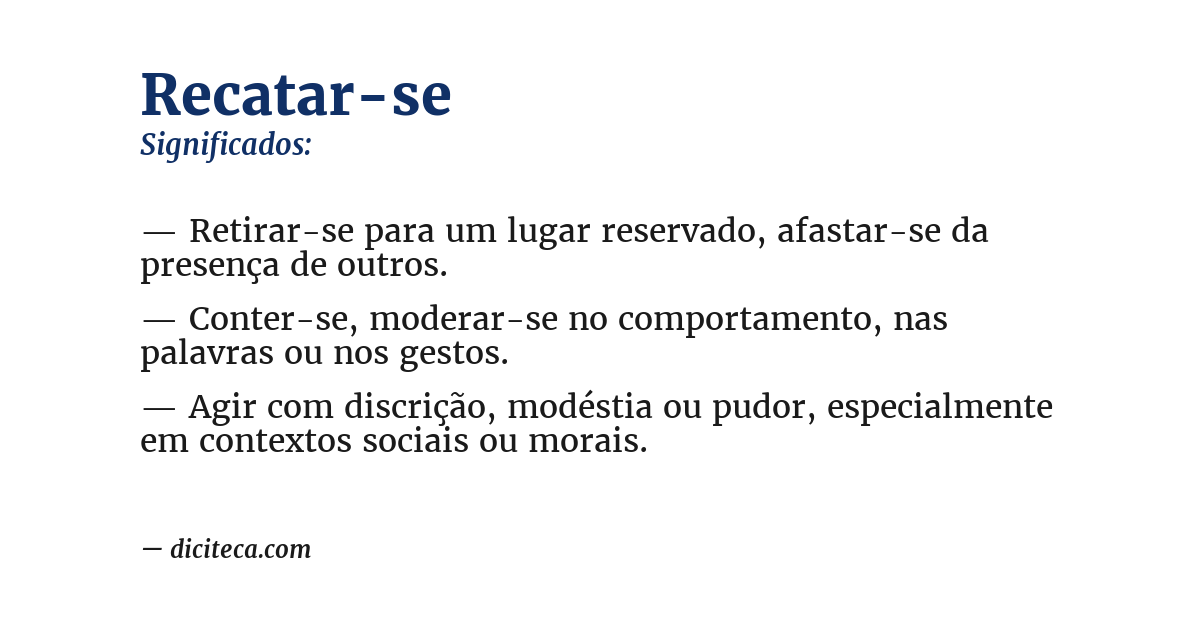 Significado de recatar-se