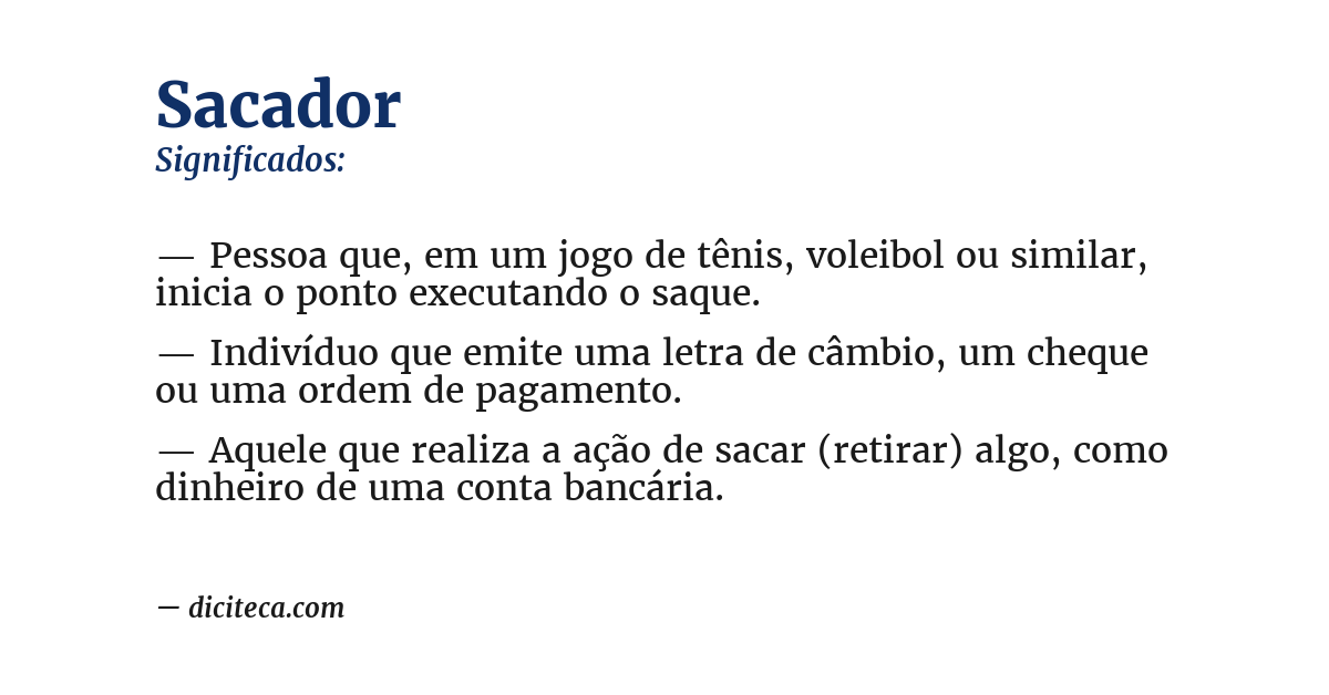 Significado de sacador