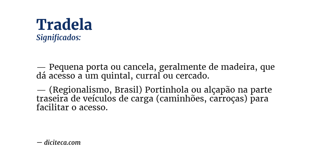 Significado de tradela