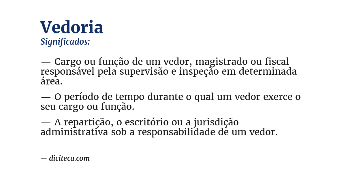 Significado de vedoria