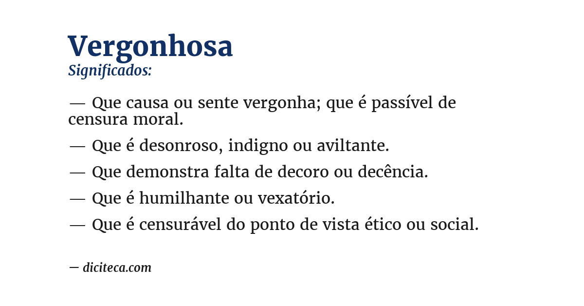 Significado de vergonhosa