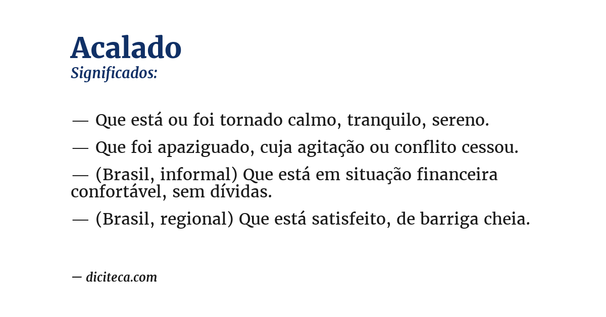 Significado de acalado