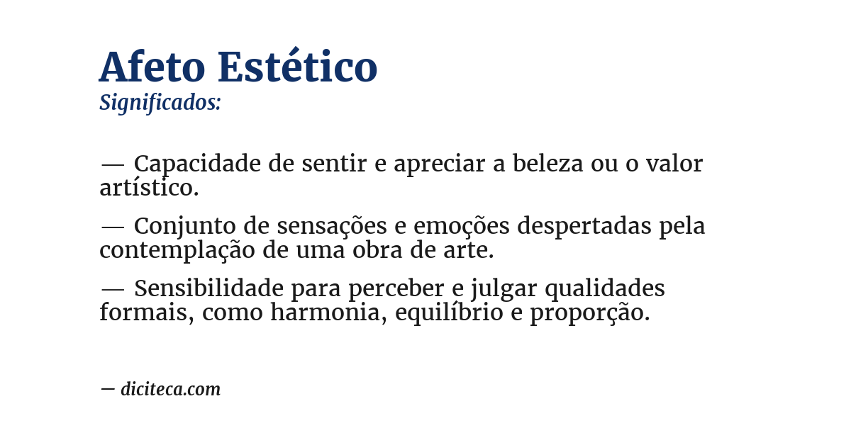 Significado de afeto estético