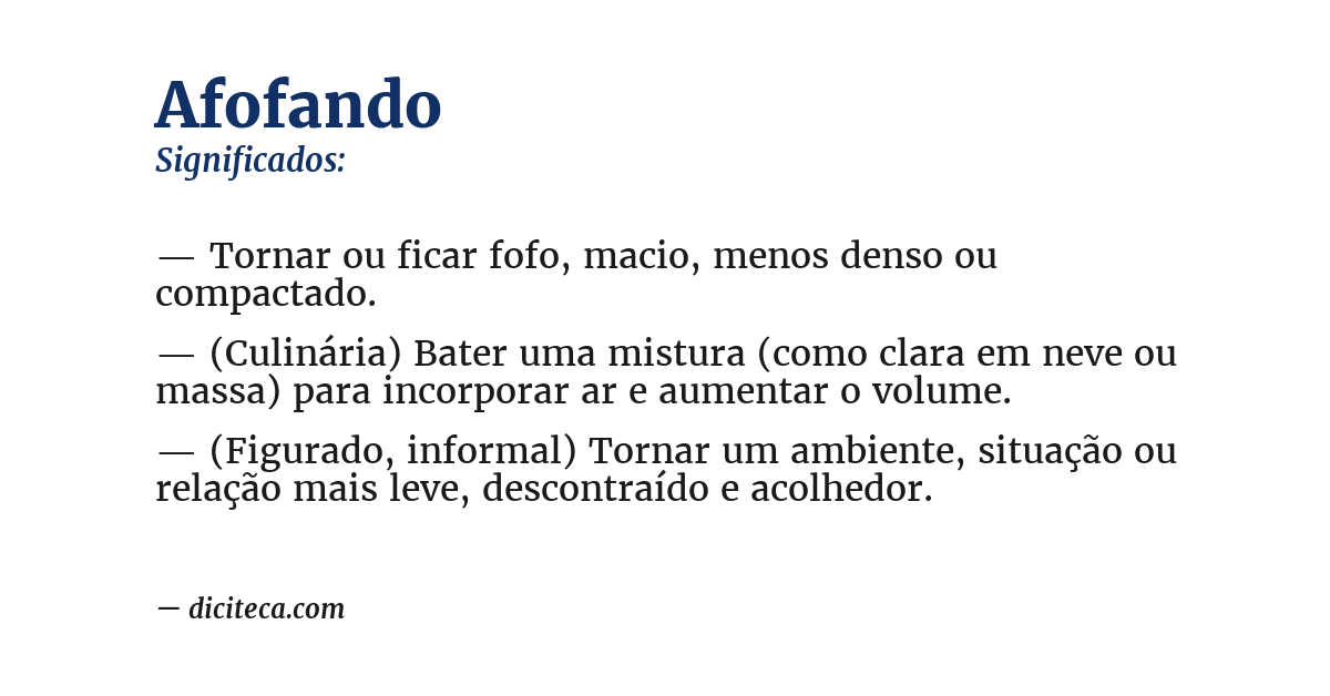 Significado de afofando