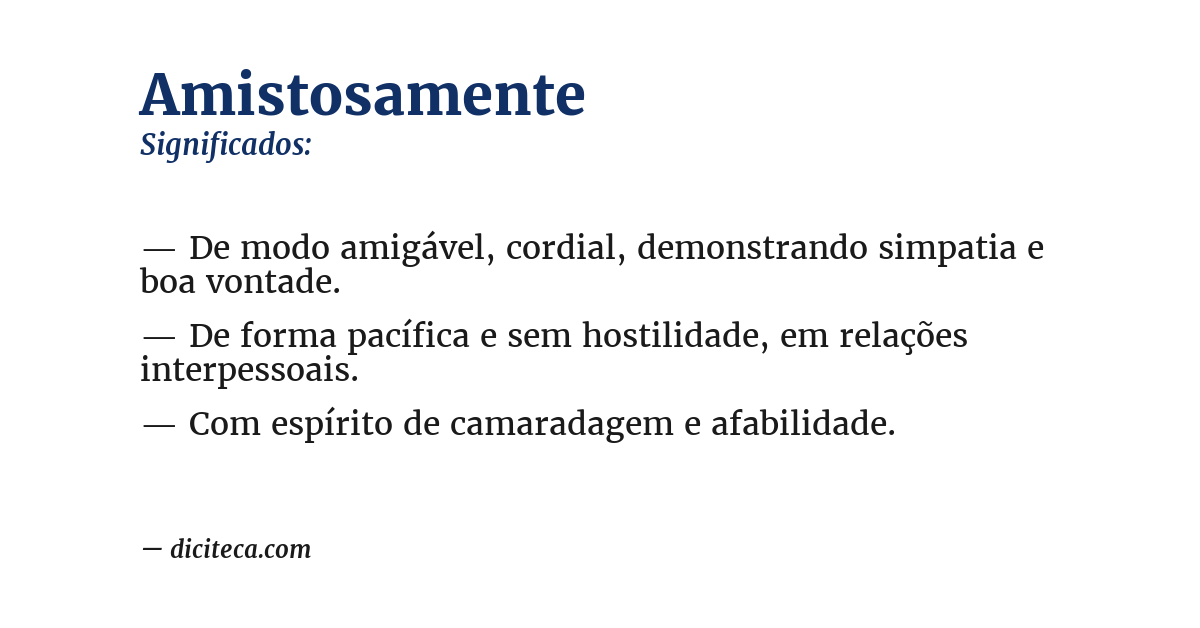 Significado de amistosamente