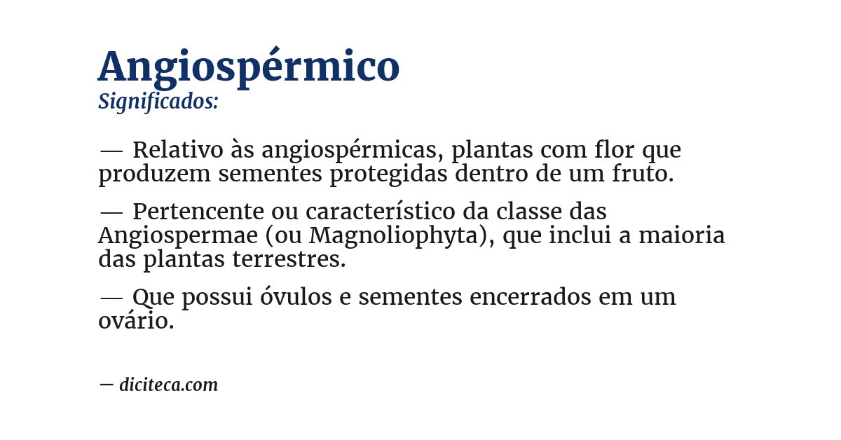 Significado de angiospérmico