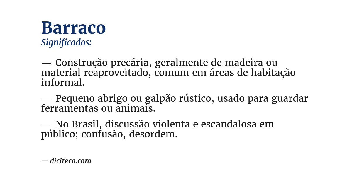 Significado de barraco