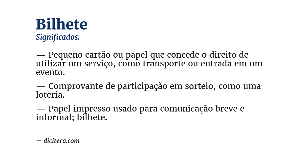 Significado de bilhete