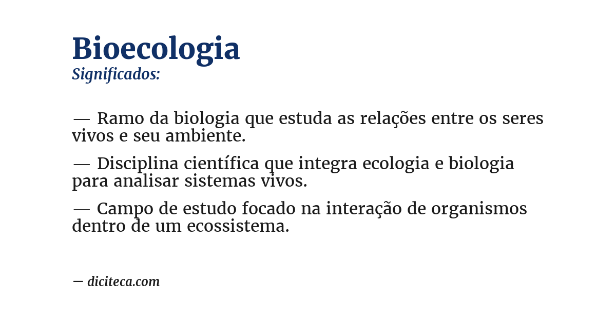 Significado de bioecologia