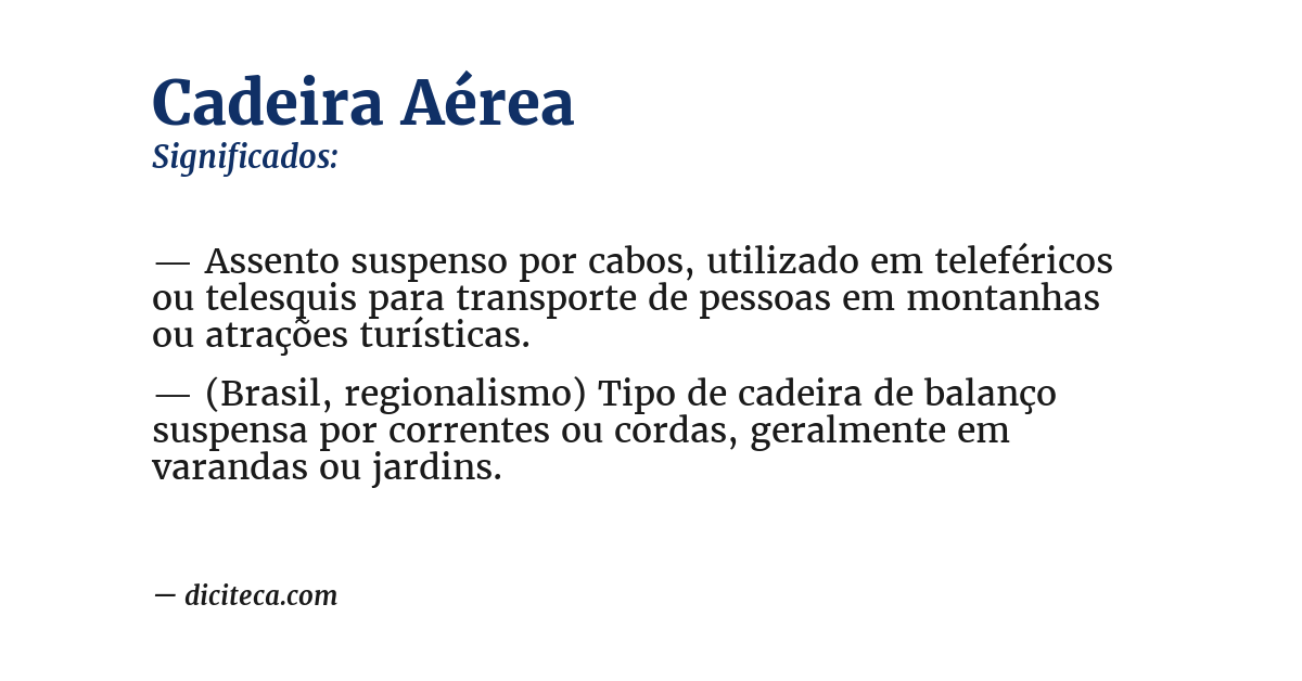 Significado de cadeira aérea