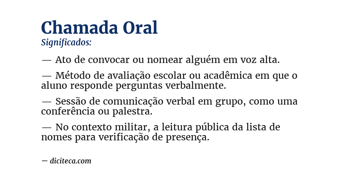 Significado de chamada oral