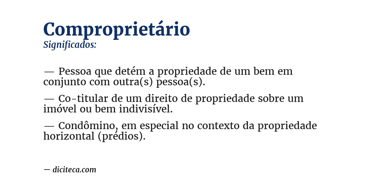 Significado de comproprietário