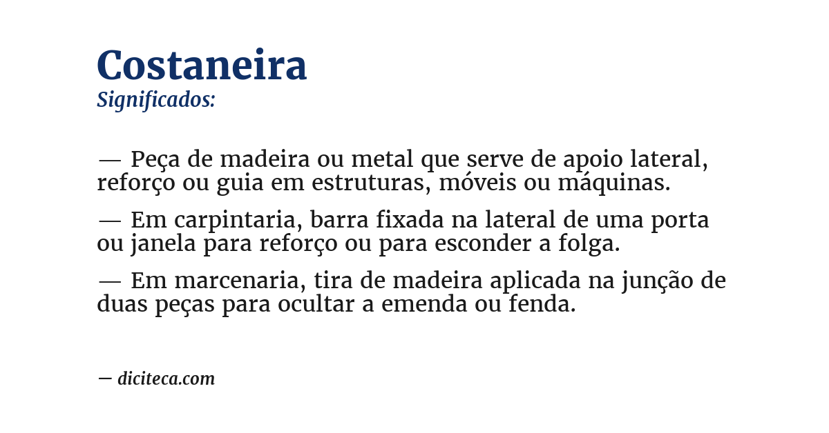Significado de costaneira