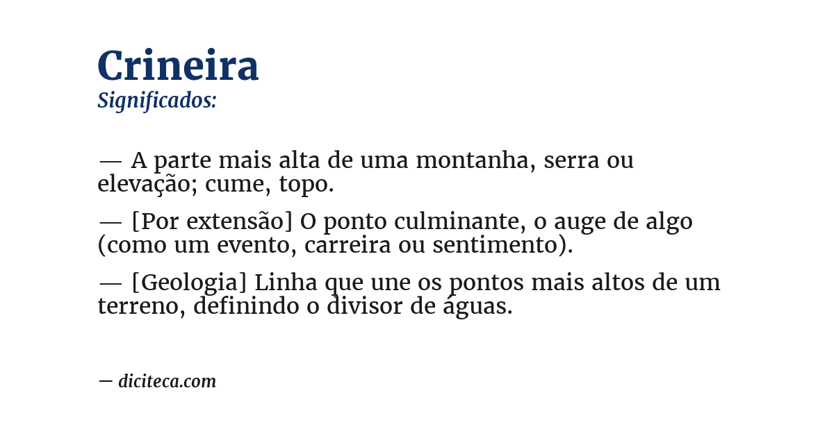 Significado de crineira