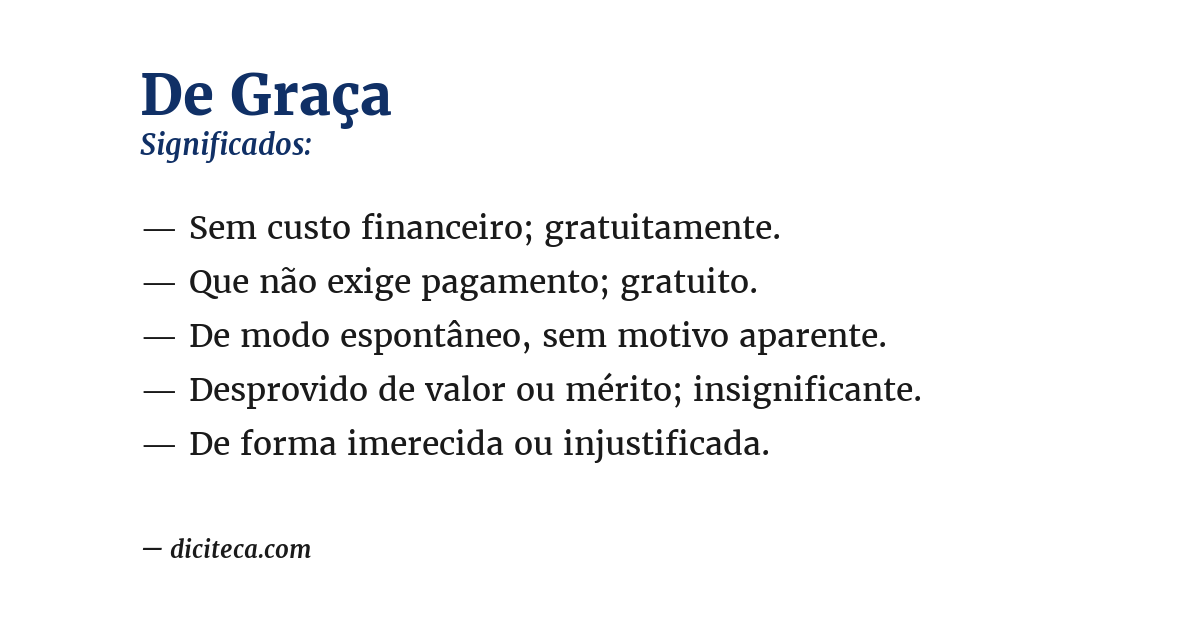 Significado de de graça