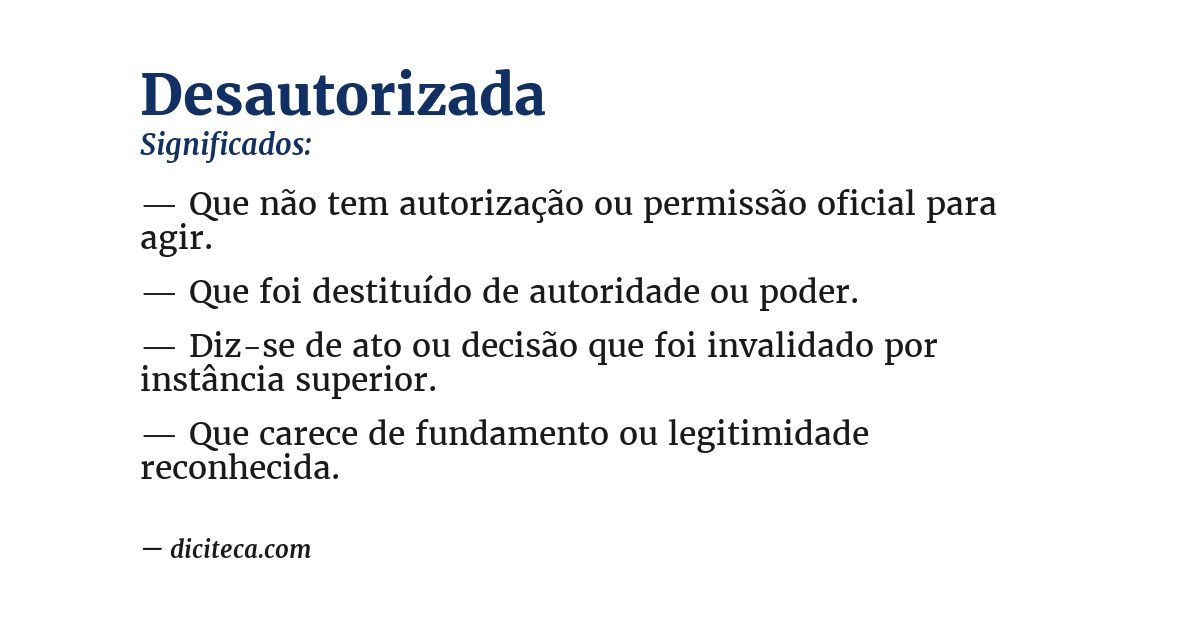Significado de desautorizada
