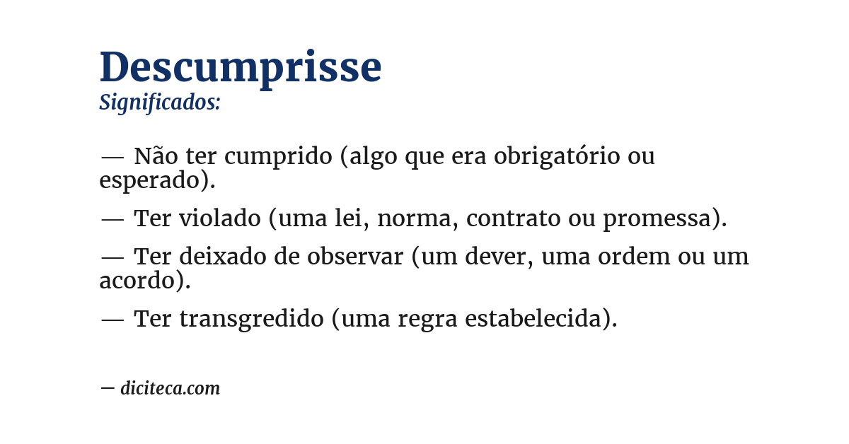 Significado de descumprisse