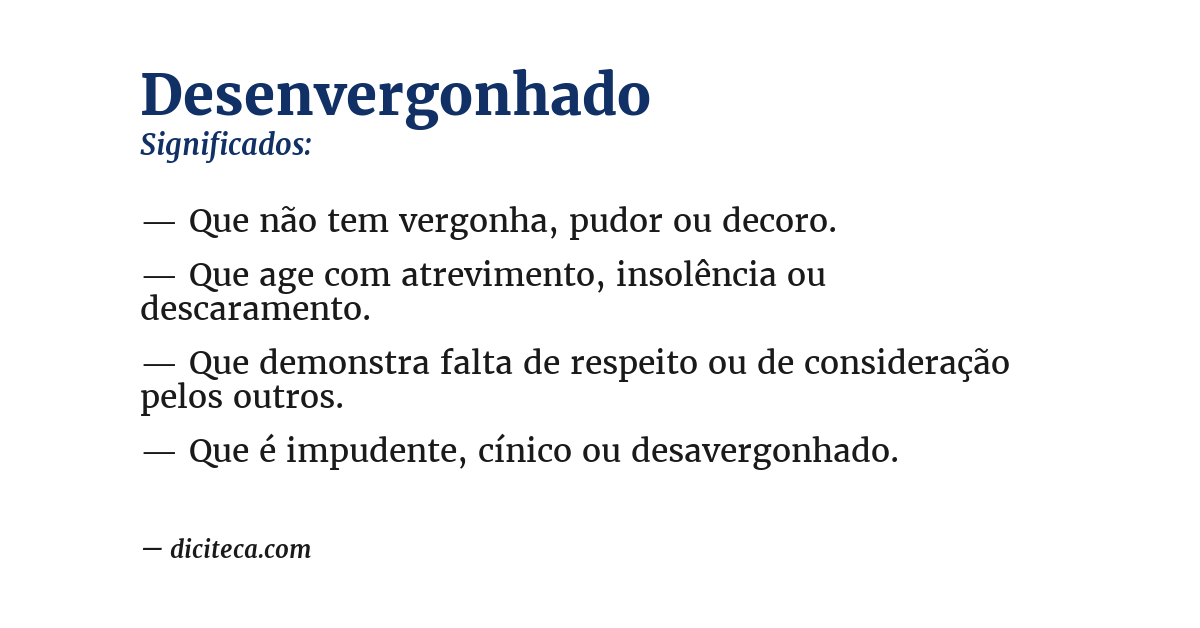 Significado de desenvergonhado