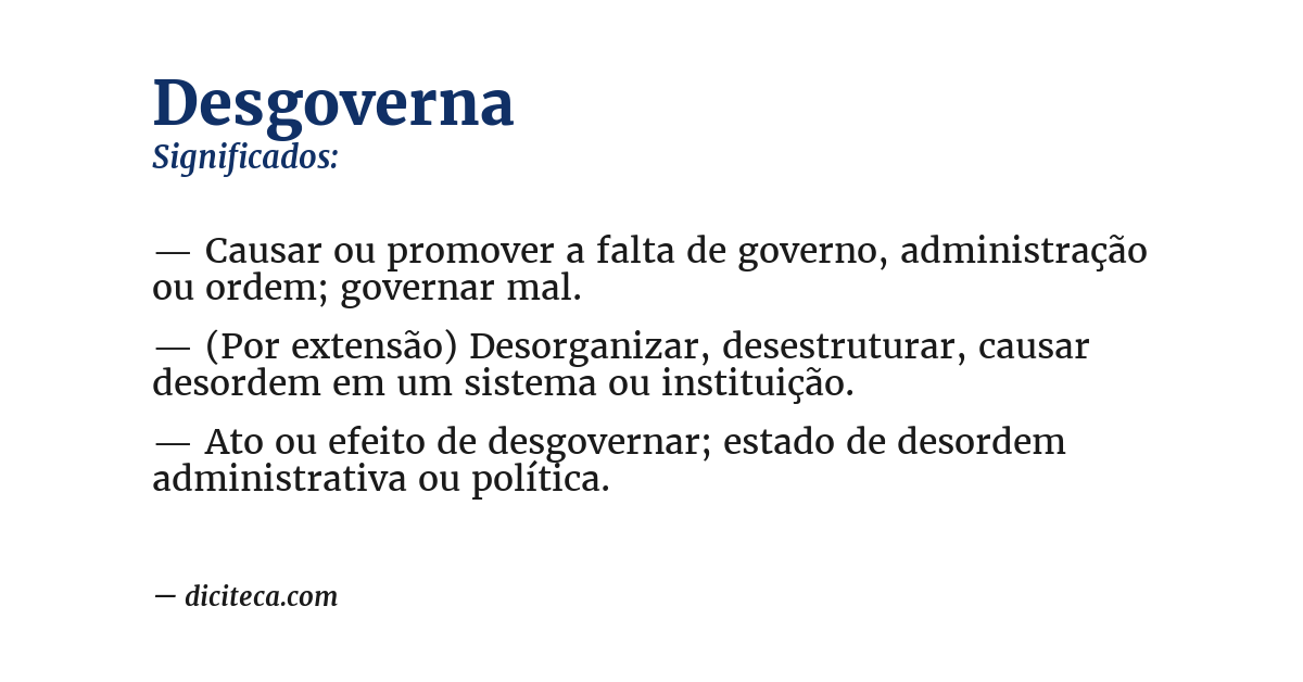 Significado de desgoverna