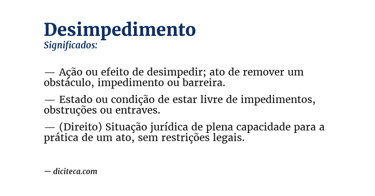 Significado de desimpedimento