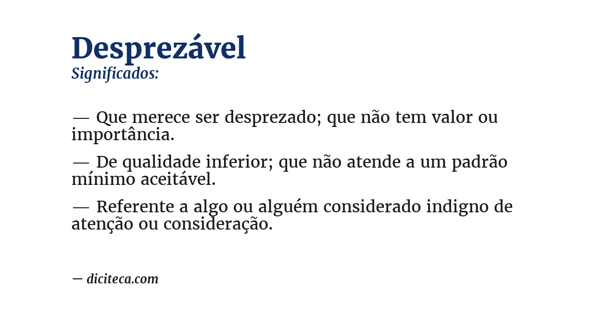 Significado de desprezável