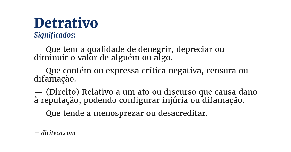 Significado de detrativo