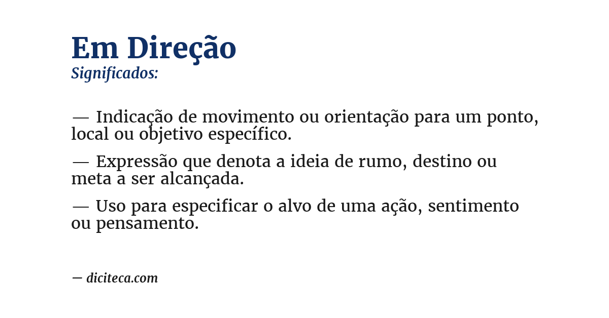 Significado de em direção